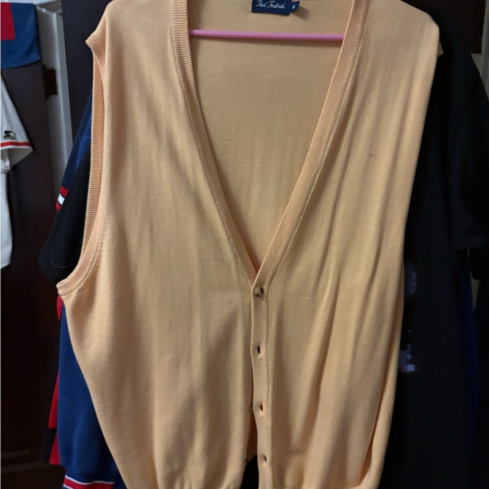 Paul Fredrick Apricot Cardigan Vest